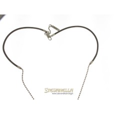 D&G collana Pepper con pendente acciaio e pelle marrone DJ0364 new